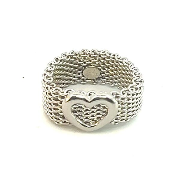 Tiffany & Co Estate Somerset Heart Ring 7 Silver 9.60 mm TIF609 - Picture 7 of 8